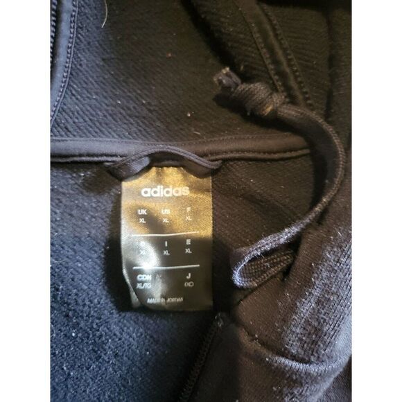 Adidas Hooded Track Jacket Men Sz XL Full Zip Black Workout Athleisure - Picture 6 of 6